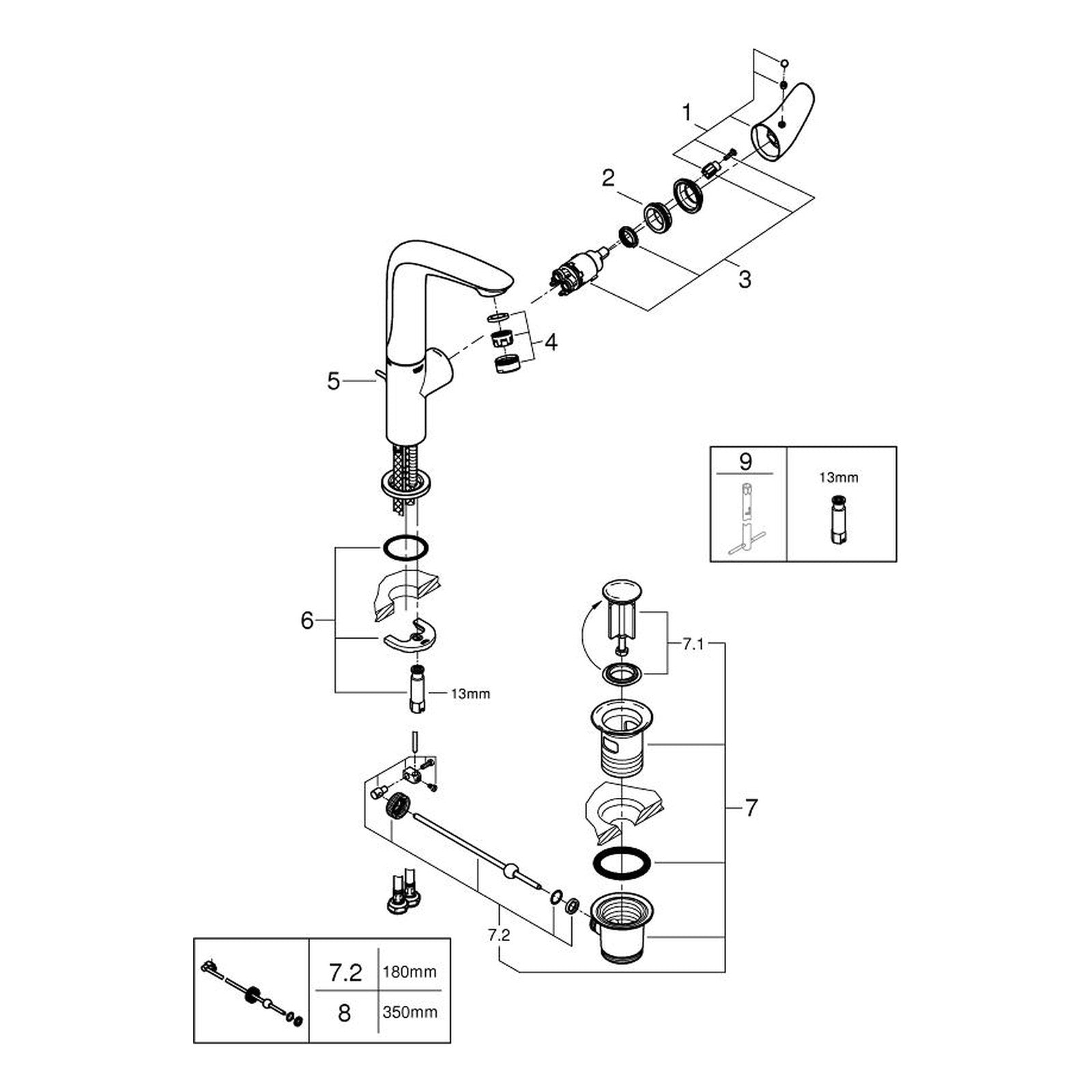 Onderdelentekening Grohe Eurostyle wastafelmengkraan L-Size 2019–2019