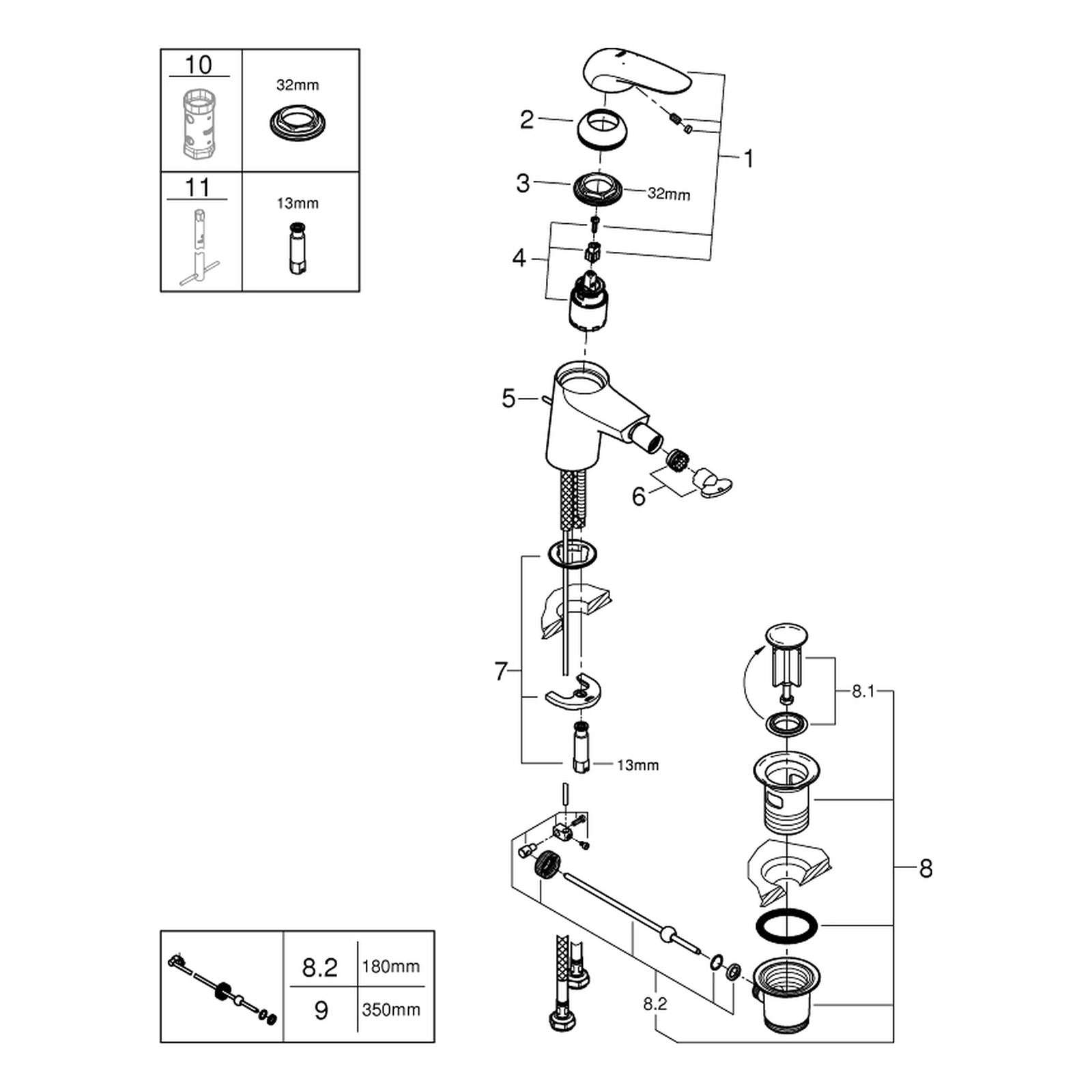 Onderdelentekening Grohe Eurostyle bidetmengkraan S-Size