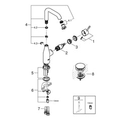 Onderdelentekening Grohe Essence wastafelmengkraan L-Size
