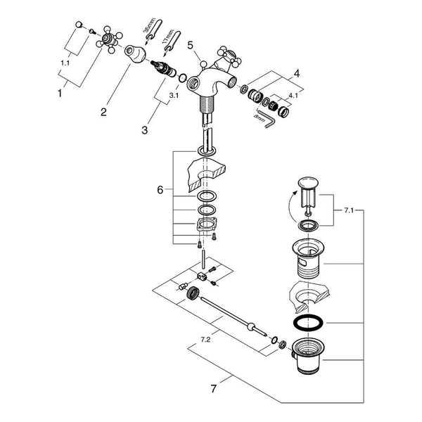 Onderdelentekening Grohe Sinfonia bidetmengkraan