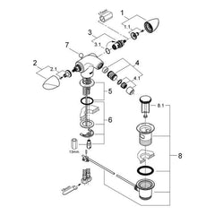 Onderdelentekening Grohe Aria bidetmengkraan