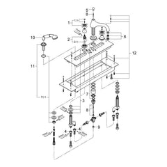 Onderdelentekening Grohe Sinfonia viergats badrandcombinatie 1/2