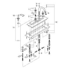 Onderdelentekening Grohe Sinfonia viergats badrandcombinatie 1/2