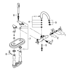 Onderdelentekening Grohe Atrio badmengkraan