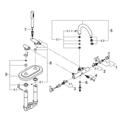 Onderdelentekening Grohe Atrio badmengkraan