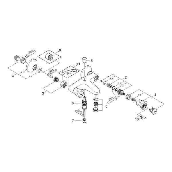 Onderdelentekening Grohe Costa L badmengkraan