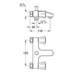 Maattekening Grohe Costa L badmengkraan