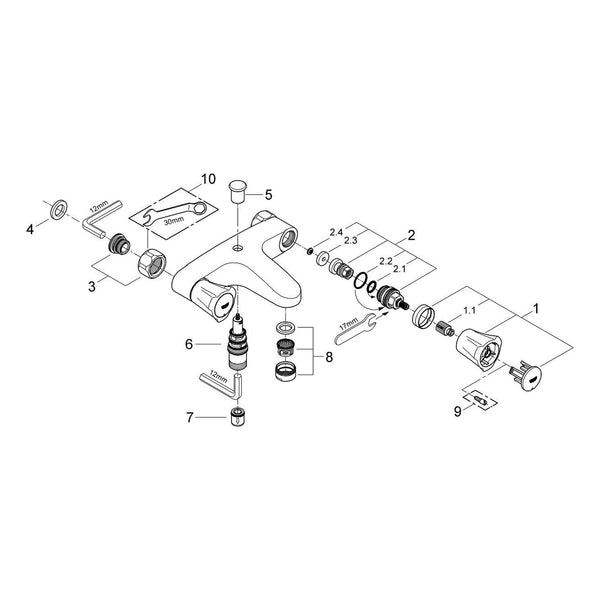 Onderdelentekening Grohe Costa L badmengkraan