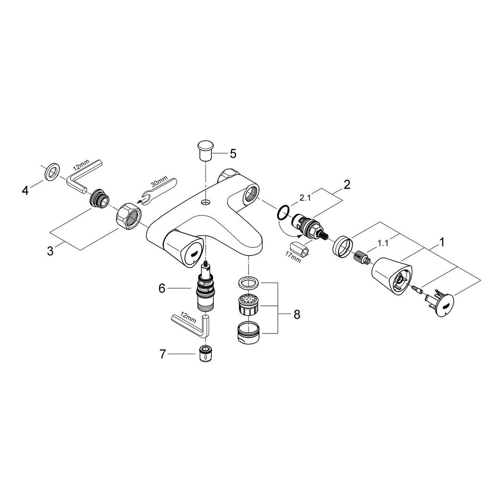 Onderdelentekening Grohe Costa S badmengkraan 2007–2008