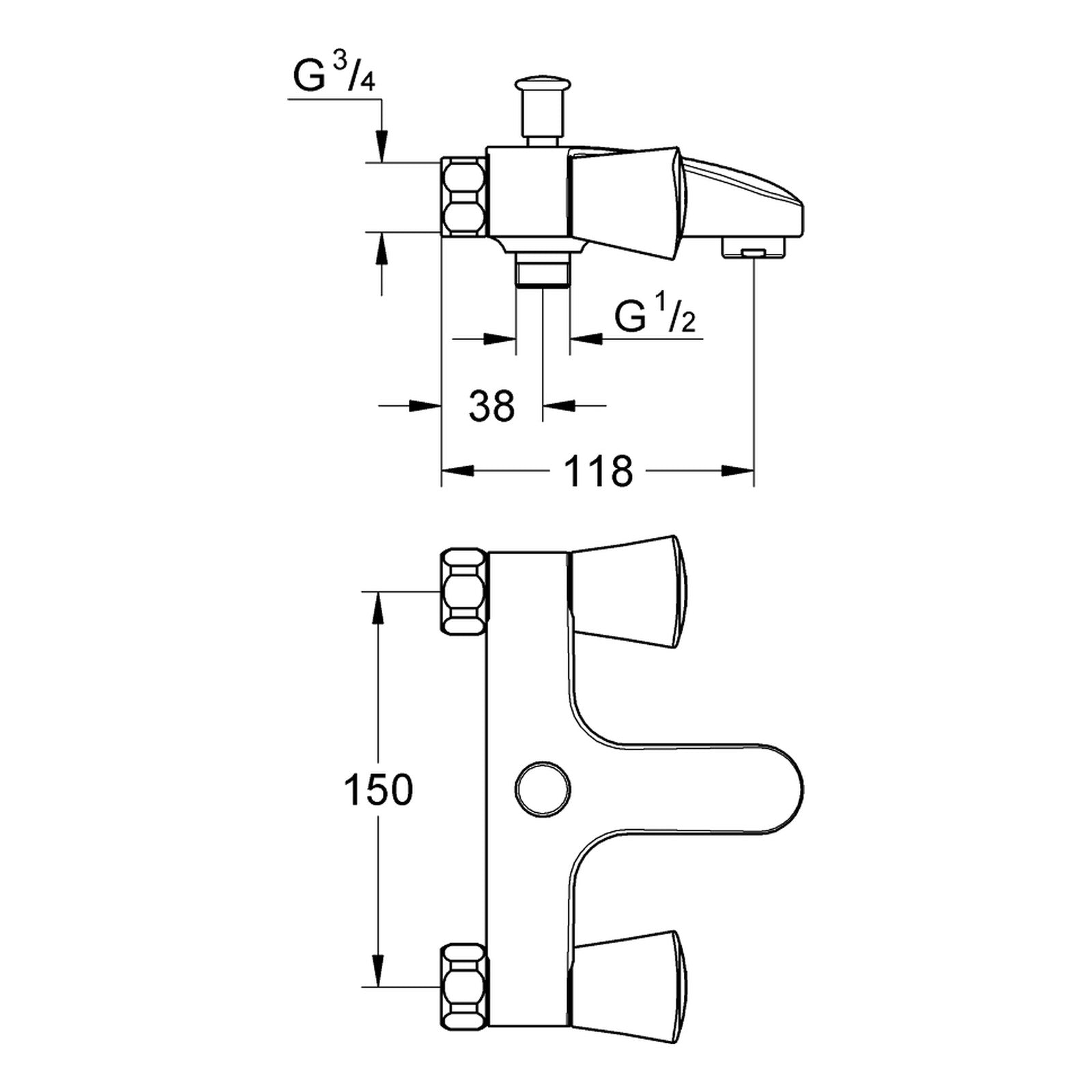 Maattekening Grohe Costa S badmengkraan