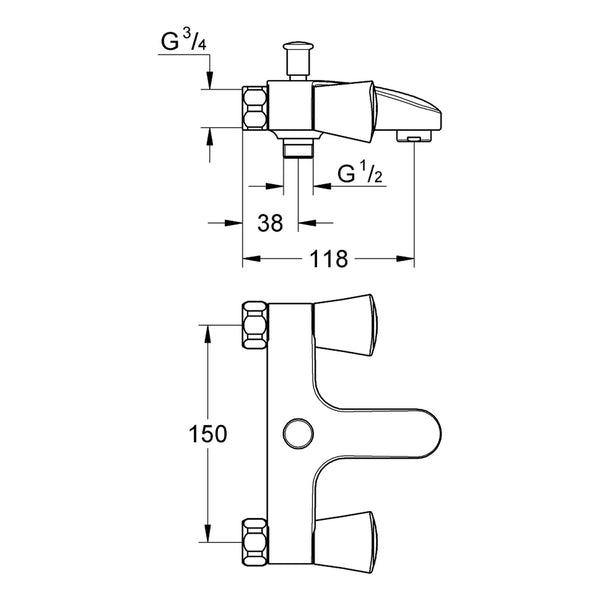 Maattekening Grohe Costa S badmengkraan