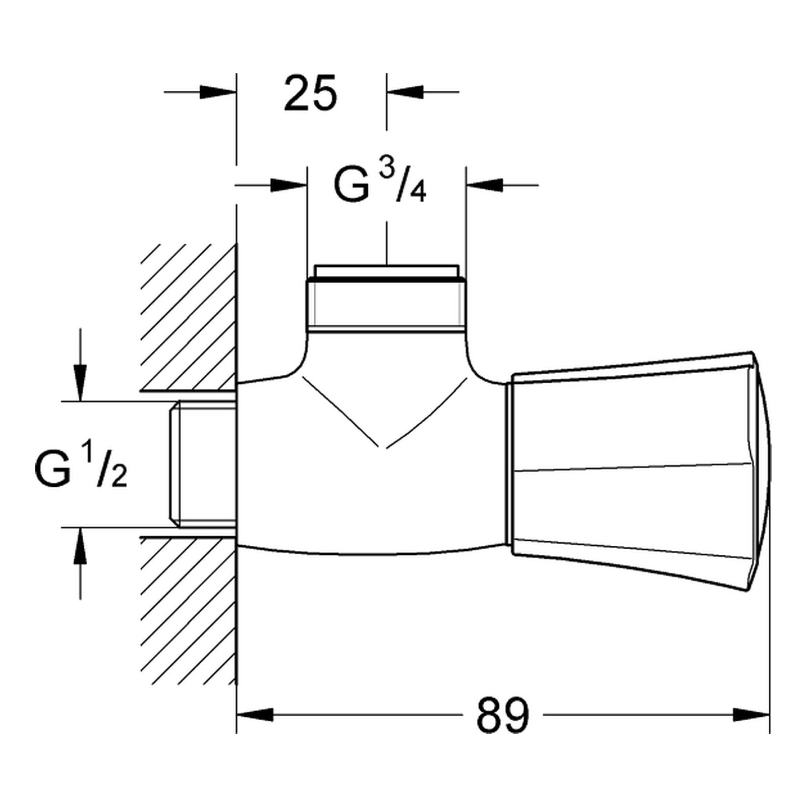 Maattekening Grohe Costa L tapkraan 1/2