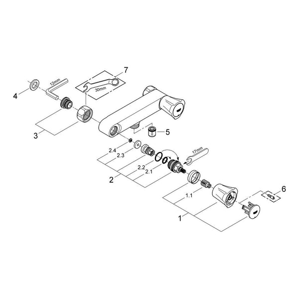 Onderdelentekening Grohe Costa L douchemengkraan