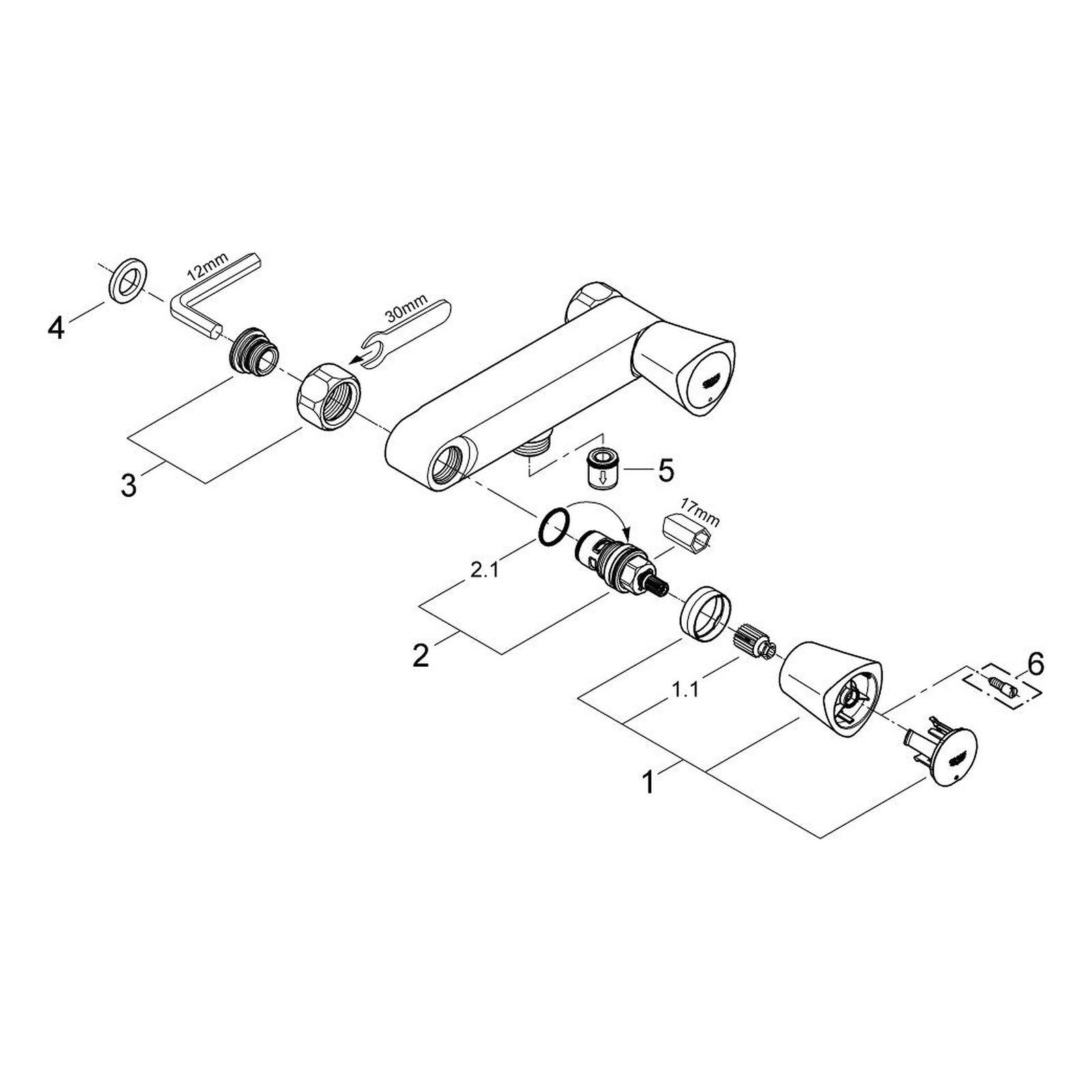 Onderdelentekening Grohe Costa S douchemengkraan