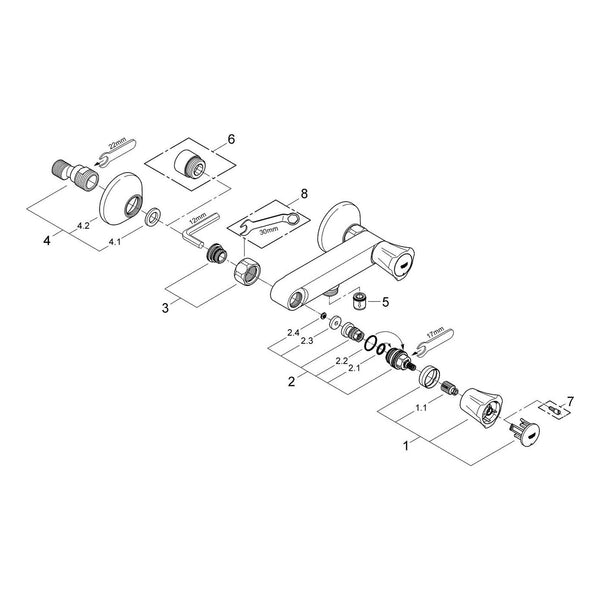 Onderdelentekening Grohe Costa L douchemengkraan