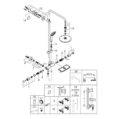 Onderdelentekening Grohe Euphoria System 210 douchesysteem met thermostaatkraan