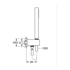 Maattekening Grohe Euphoria Cube Stick doucheset 1 straal