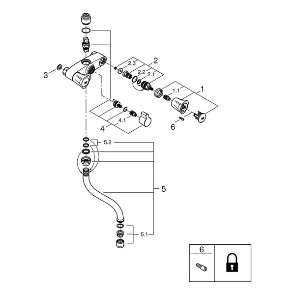 Onderdelentekening Grohe Costa L douchemengkraan 3/8