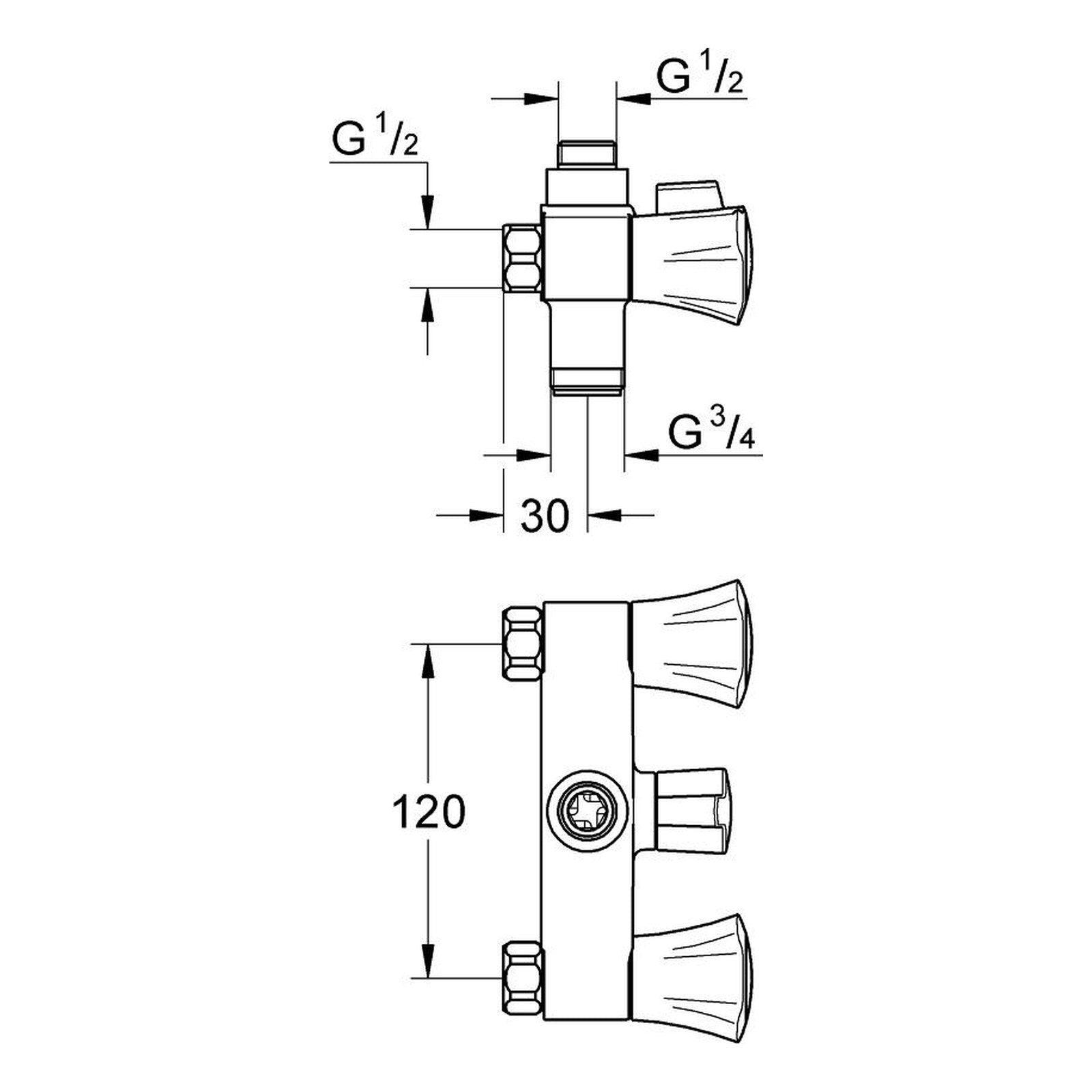 Maattekening Grohe Costa L douchemengkraan 3/8