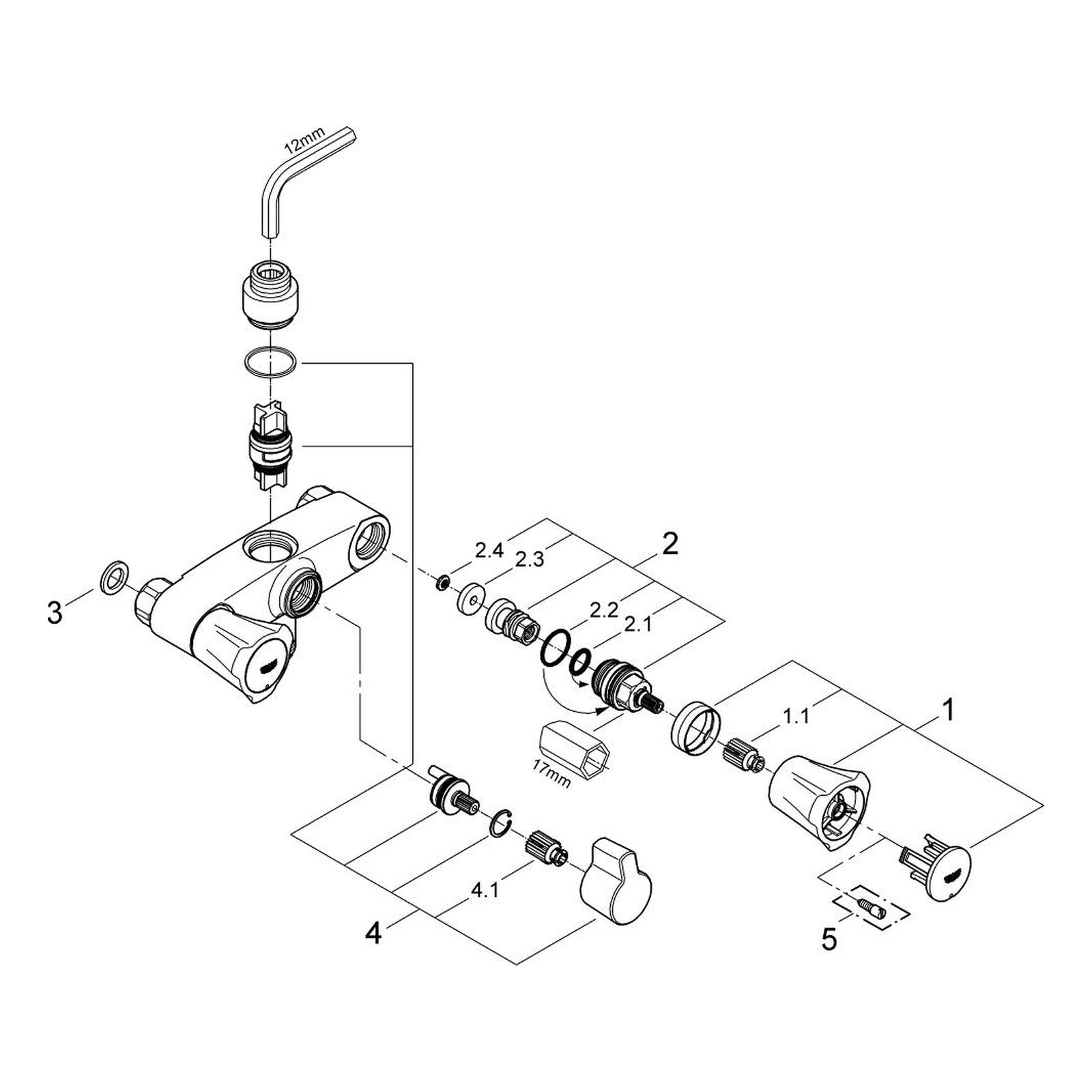 Onderdelentekening Grohe Costa L douchemengkraan 3/8