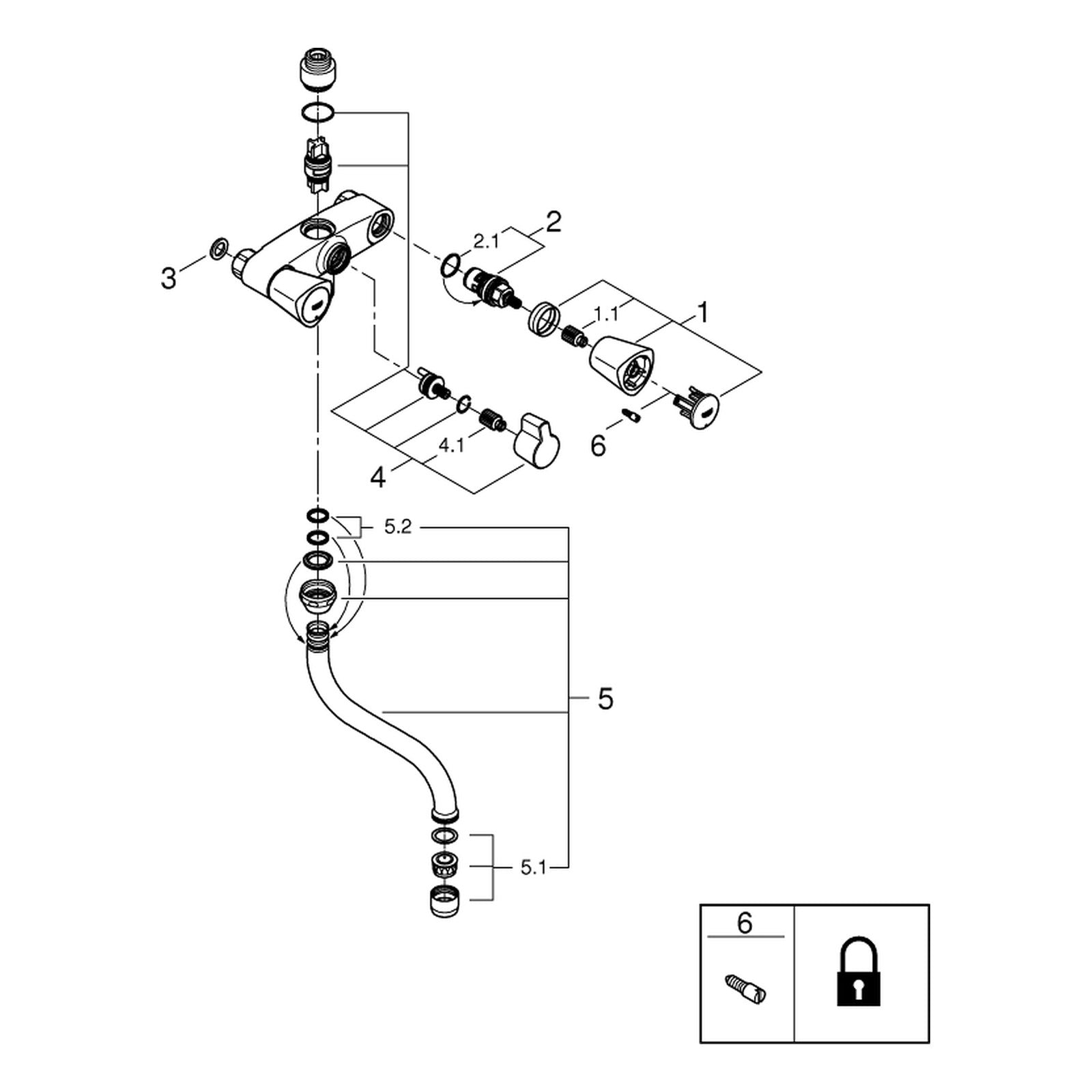 Onderdelentekening Grohe Costa S douchemengkraan 3/8