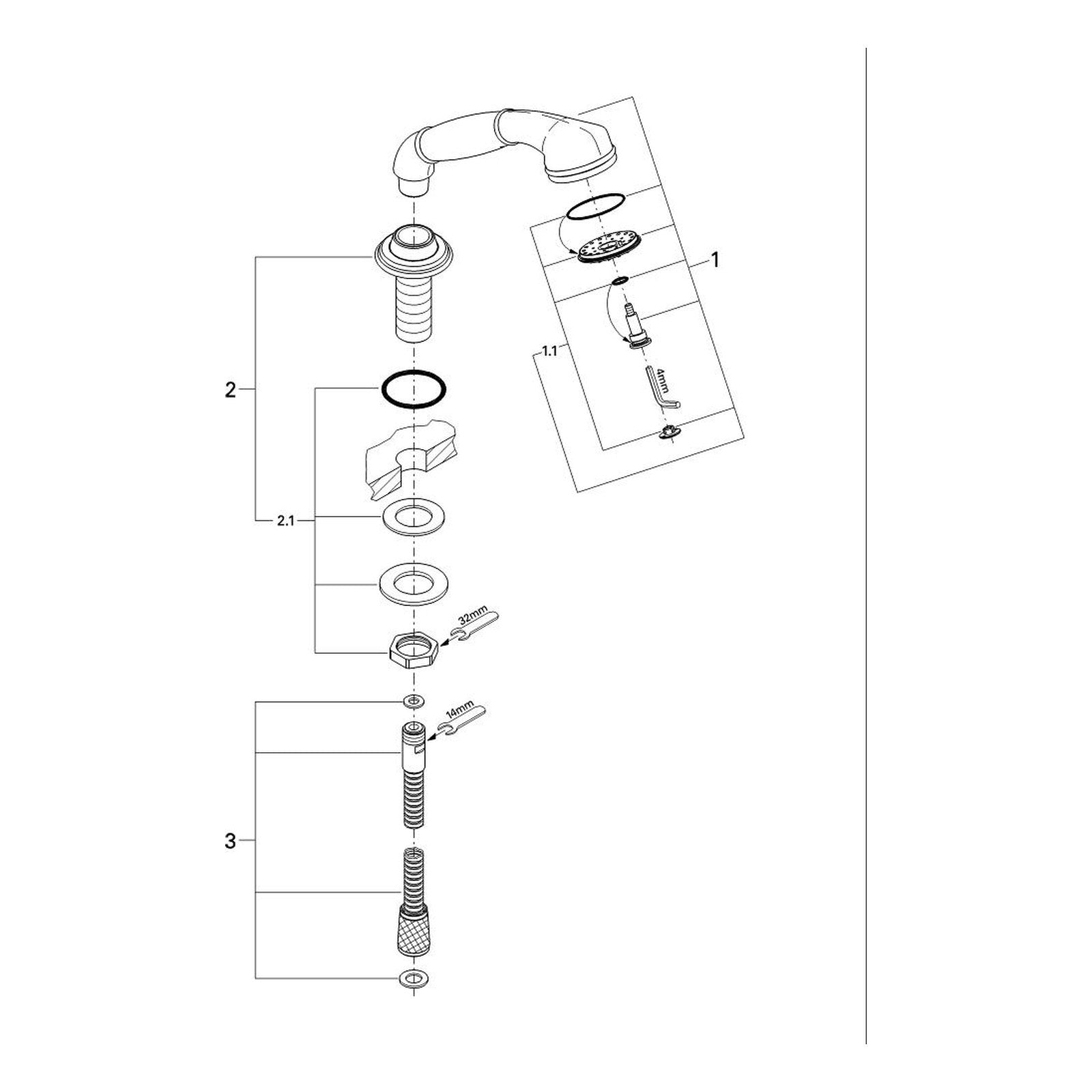 Onderdelentekening Grohe Sinfonia 50 doucheset 1 straal 2000–2008