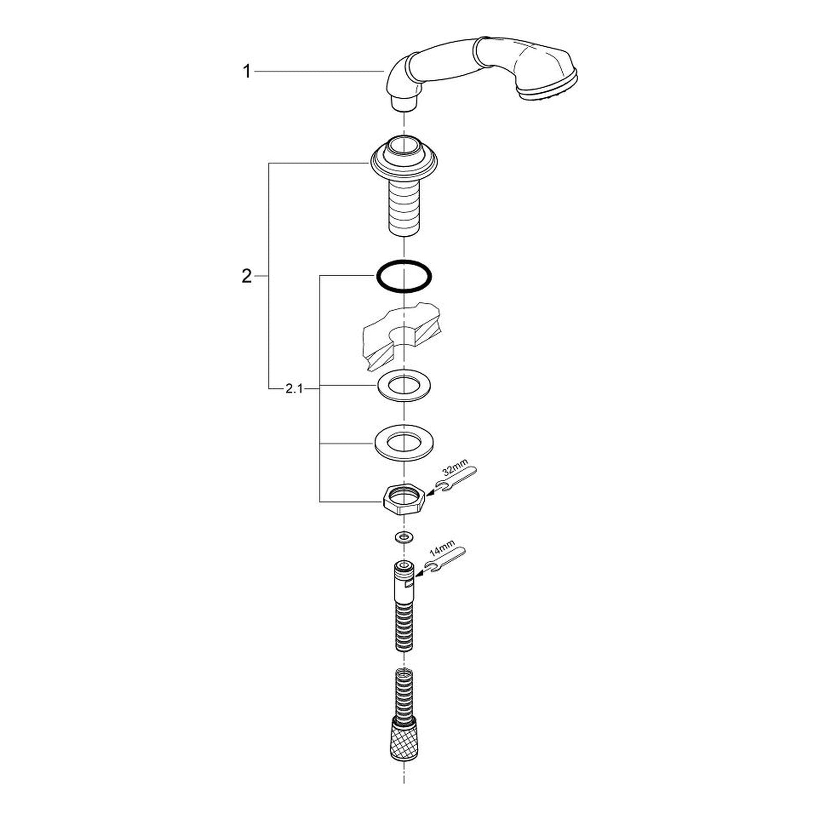 Onderdelentekening Grohe Sinfonia 50 doucheset 1 straal