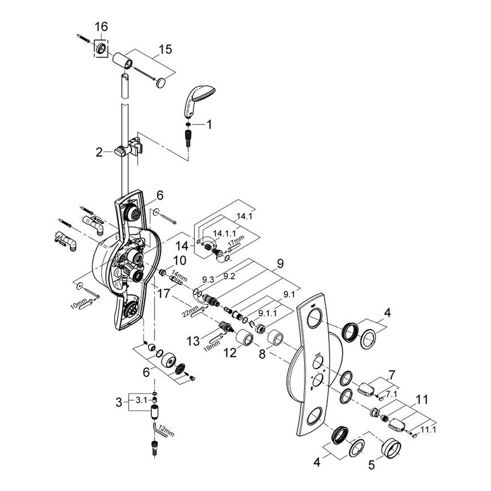 Onderdelentekening Grohe Aquatower 1000