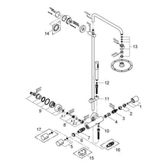 Onderdelentekening Grohe Rainshower System 210 douchesysteem met thermostaatkraan 2009–2013