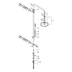 Onderdelentekening Grohe Rainshower System 210 shower system with GrohClick without fitting for wall mounting 2005–2007