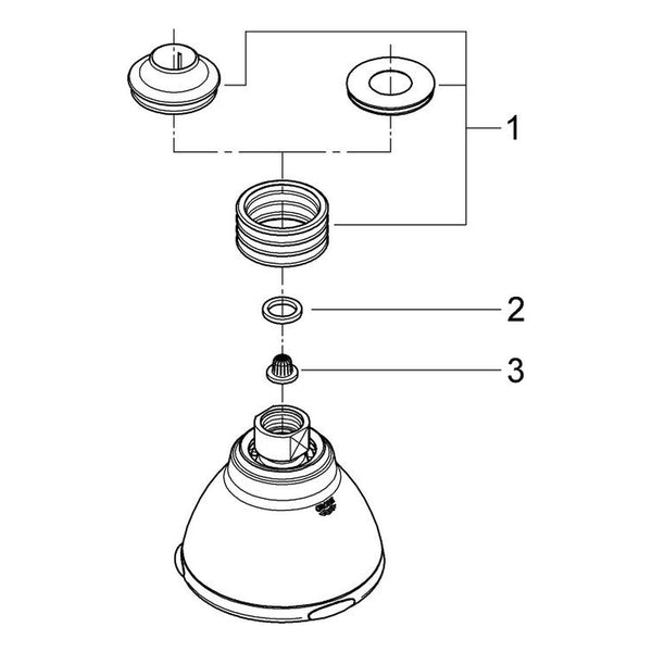 Onderdelentekening Grohe Relexa 100 Five hoofddouche 5 straalsoorten