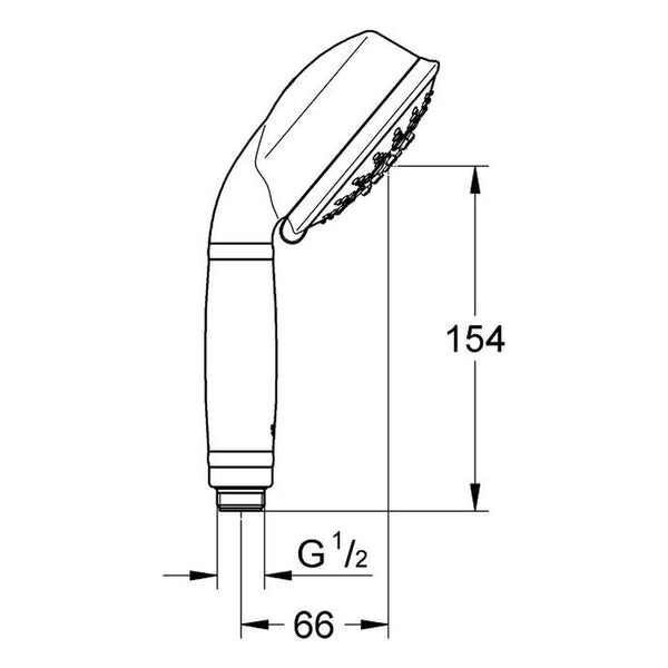 Maattekening Grohe Relexa Rustic 100 handdouche 5 stralen