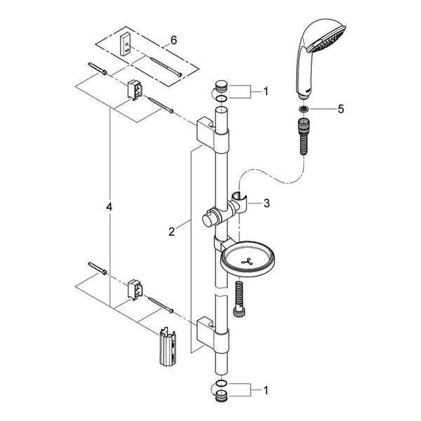 Onderdelentekening Grohe Relexa 100 Trio doucheset 3 straalsoorten