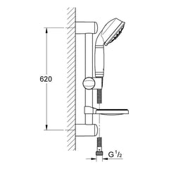 Maattekening Grohe Relexa Rustic 100 doucheset 5 stralen