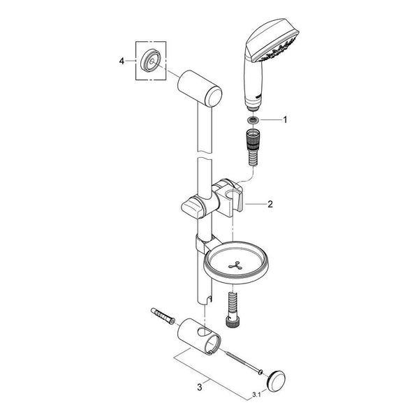 Onderdelentekening Grohe Relexa Rustic 100 doucheset 5 stralen