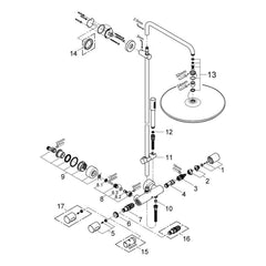 Onderdelentekening Grohe Rainshower System 400 douchesysteem met thermostaatkraan 2009–2013