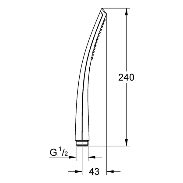 Maattekening Grohe Veris Stick handdouche 1 straalsoort