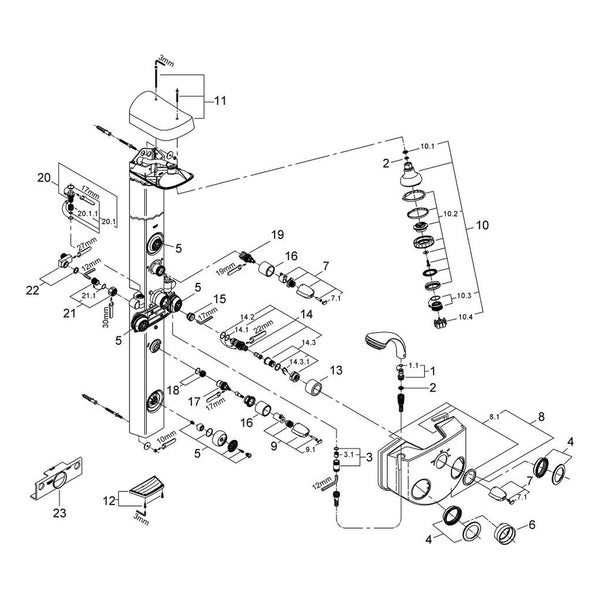 Onderdelentekening Grohe Aquatower 3000 paneel
