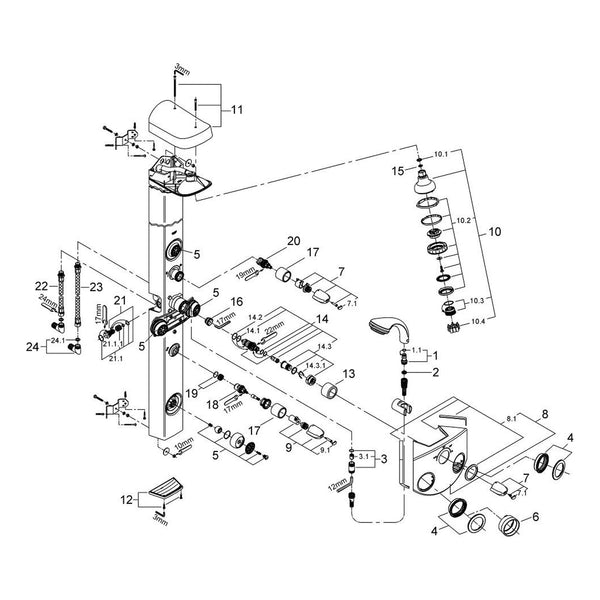Onderdelentekening Grohe Aquatower 3000 paneel