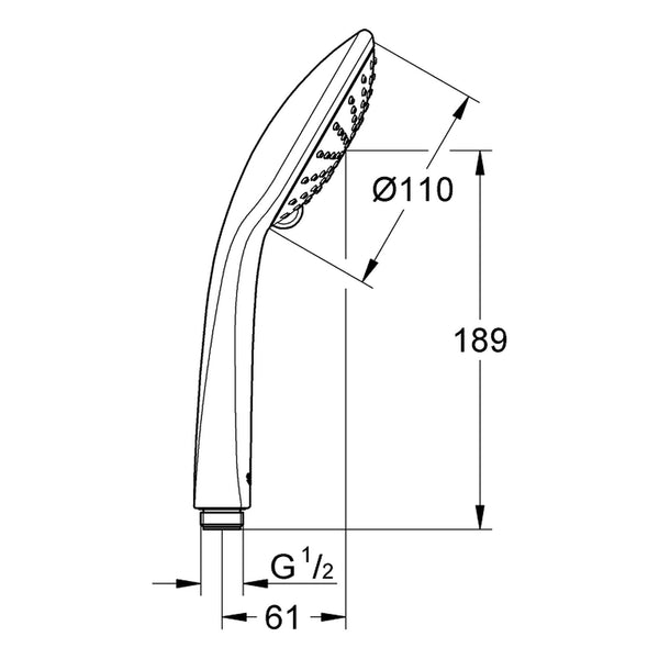 Maattekening Grohe Euphoria 110 Duo handdouche 2 straalsoorten