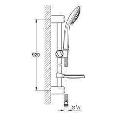 Maattekening Grohe Euphoria 110 Champagne doucheset 3 straalsoorten