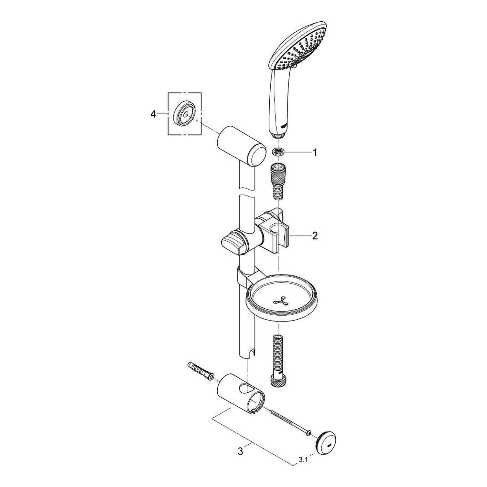 Onderdelentekening Grohe Euphoria 110 Champagne doucheset 3 straalsoorten