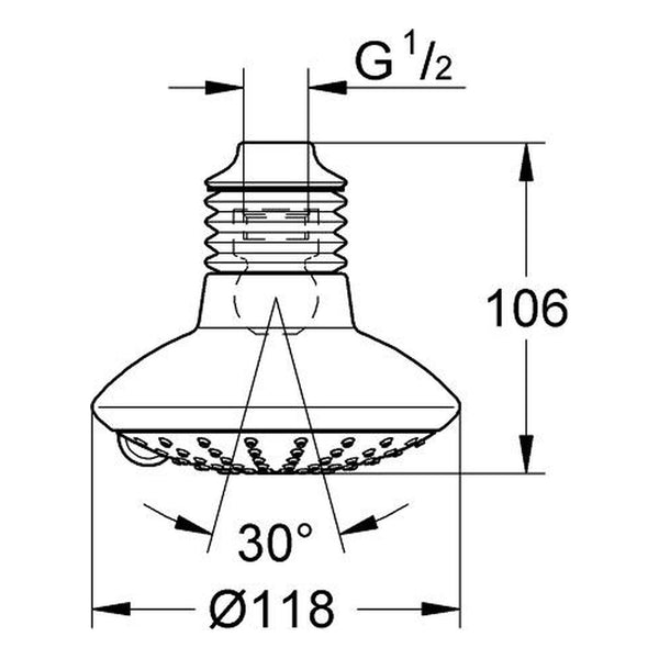 Maattekening Grohe Euphoria 110 Duo hoofddouche 2 straalsoorten