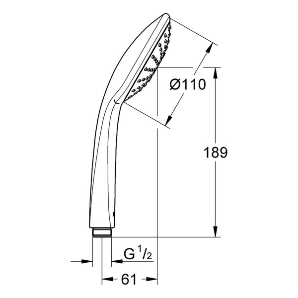 Maattekening Grohe Euphoria 110 Mono handdouche 1 straalsoort