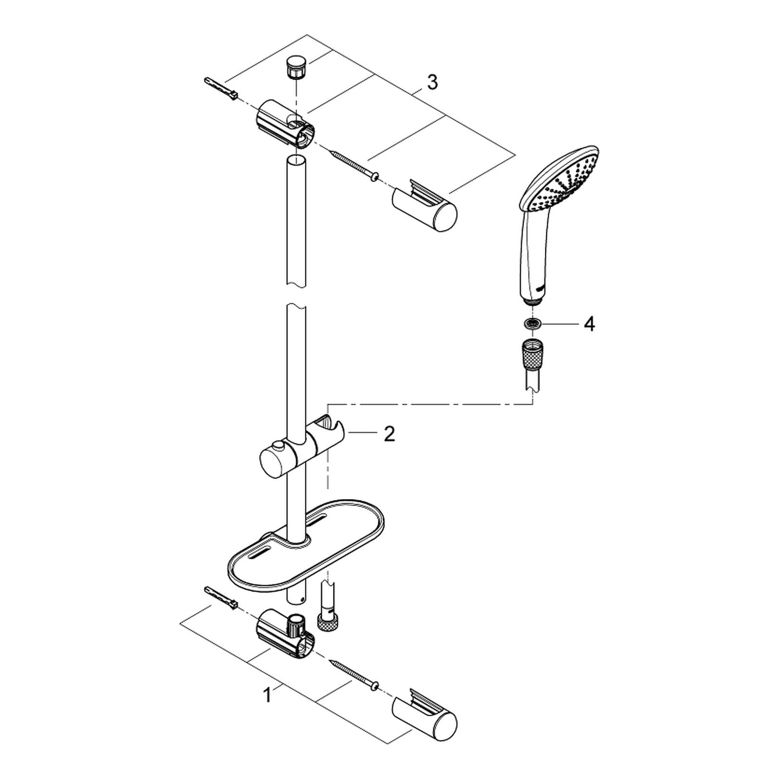 Onderdelentekening Grohe Euphoria 110 Mono doucheset 1 straalsoort