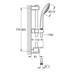 Maattekening Grohe Euphoria 110 Mono doucheset 1 straalsoort