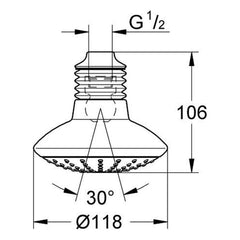 Maattekening Grohe Euphoria 110 Mono hoofddouche 1 straalsoort