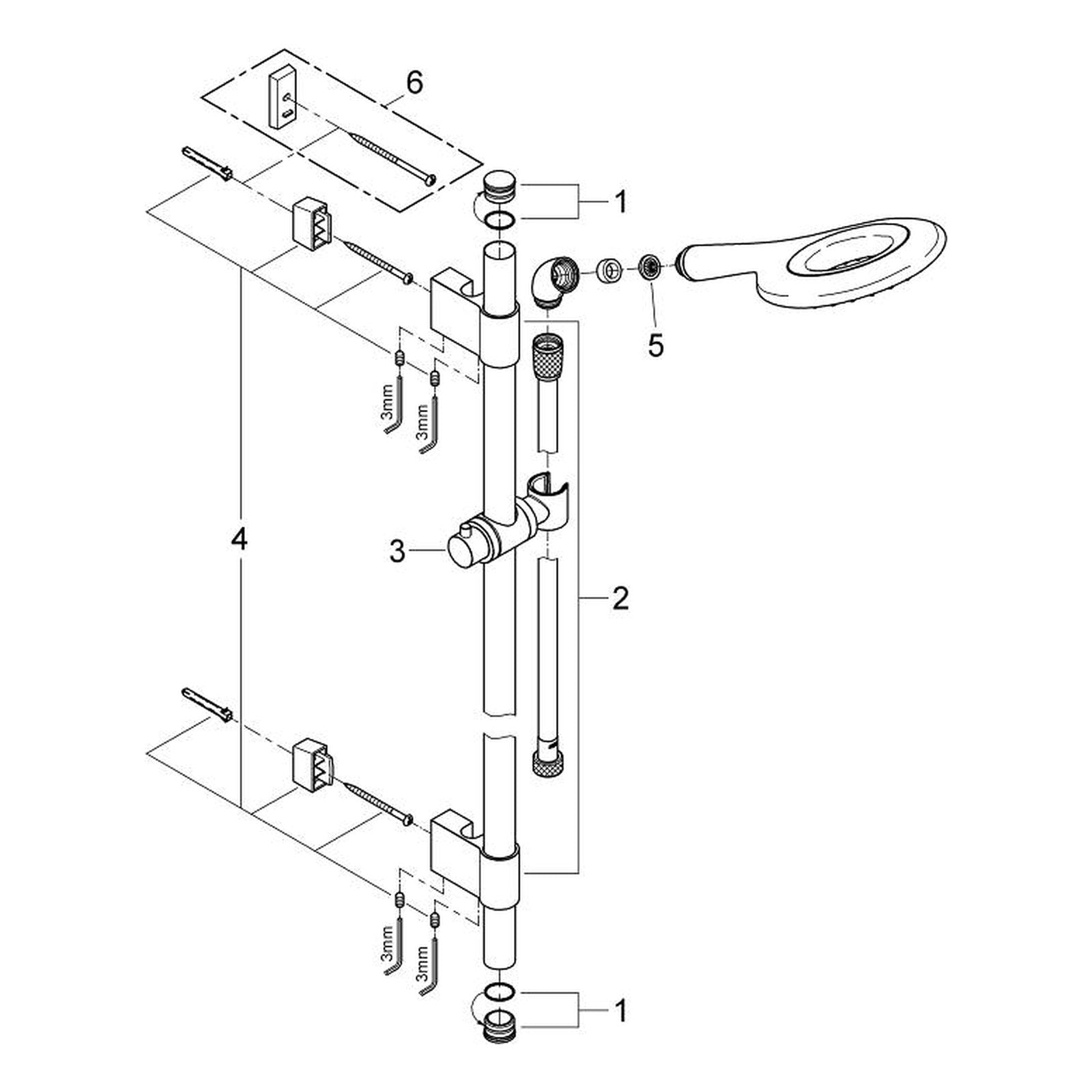 Onderdelentekening Grohe Rainshower Icon 150 doucheset 2 straalsoorten 2009–2016