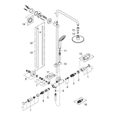 Onderdelentekening Grohe Euphoria System 160 douchesysteem met thermostaatkraan