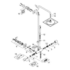 Onderdelentekening Grohe Rainshower F-Series System 254 douchesysteem met thermostaatkraan 2010–2011
